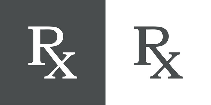 Icono plano simbolo RX gris
