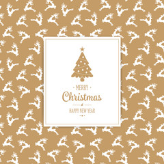 merry christmas card pattern gold reindeer background