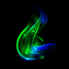 Colorful abstract background. Glow lines. Curve lightings streaks on black background