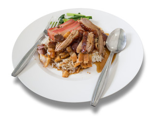 Thai/Chinese roasted duck and barbuced red pork  and crispy pork