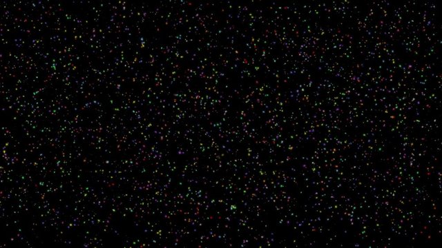Animations of colored particles on a black background, 4K, UHD