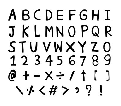 font,alphabet cute free Hand drawn vector