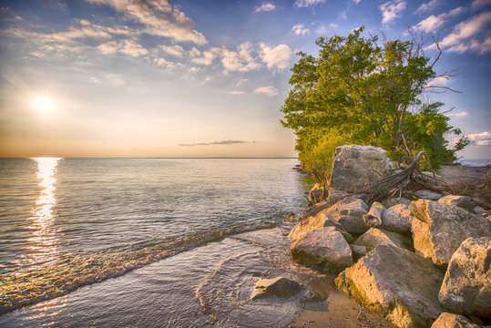 Point Pelee National Park beach at sunset