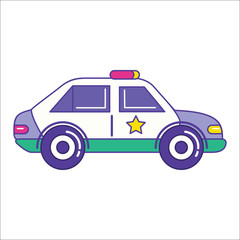 Police car icon in trendy flat line style. Patrol vehicle symbol