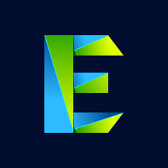 E letter line colorful logo. Abstract trendy green and blue vector design template elements for your application or corporate identity.