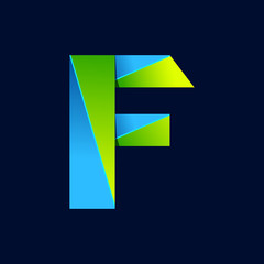 F letter line colorful logo. Abstract trendy green and blue vector design template elements for your application or corporate identity.