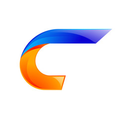 C letter blue and Orange logo design Fast speed design template elements for application