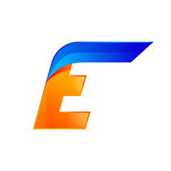 E letter blue and Orange logo design Fast speed design template elements for application
