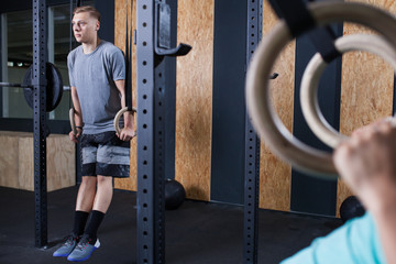 functional fitness workout at the gym with rings