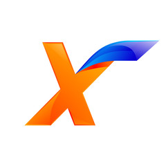 X letter blue and Orange logo design Fast speed design template elements for application