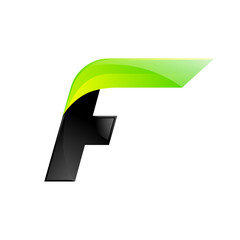 F letter black and green logo design Fast speed design template elements for application