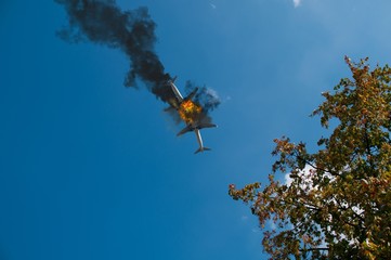 Two passenger Aircraft collision in the air, big explosion