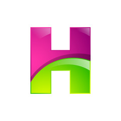 H letter green and pink logo design template elements an icon for application company