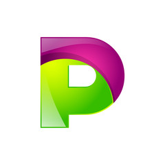 P letter green and pink logo design template elements an icon for application company