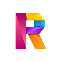 R letter one line colorful logo. Vector design template elements an icon for your application or company
