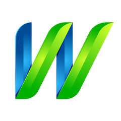 W letter leaves eco logo, volume icon. Vector design green and blue template elements an icon for your ecology application or company