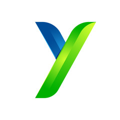 Y letter leaves eco logo, volume icon. Vector design green and blue template elements an icon for your ecology application or company