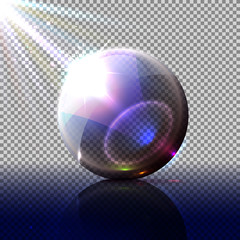 Fototapeta premium Vector transparent sphere with reflection and rays