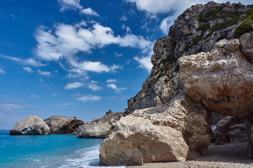Rocky cliff on the Greek island of Lefkada.