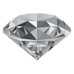 Realistic diamond isolated on white background. Can be used as part of logo, icon, web decor or other design.