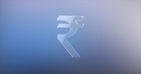 Indian Rupee Glass 3d Icon on gradient background