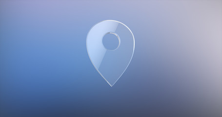 Fototapeta premium Map Pin Glass 3d Icon on gradient background
