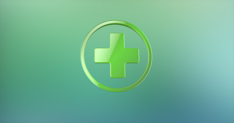 Obraz premium Medical Cross Color 3d Icon on gradient background