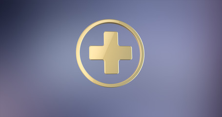 Obraz premium Medical Cross Gold 3d Icon on gradient background