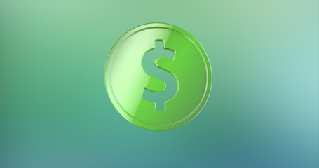 Coin Dollar Color 3d Icon on gradient background