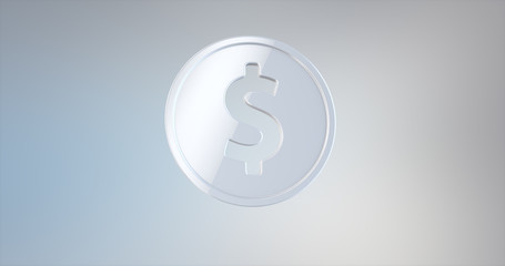 Coin Dollar White 3d Icon on gradient background