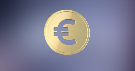 Coin Euro Gold 3d Icon on gradient background