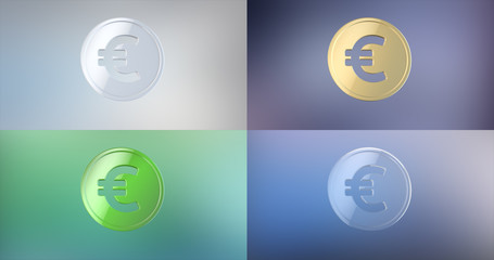 Coin Euro 3d Icon on gradient background