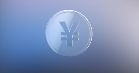 Obraz premium Coin Japanese Yen Glass 3d Icon on gradient background