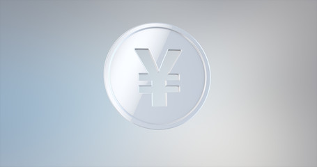 Fototapeta premium Coin Japanese Yen White 3d Icon on gradient background