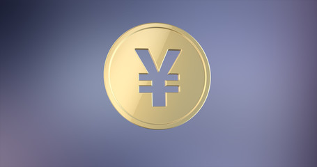 Coin Japanese Yen Gold 3d Icon on gradient background