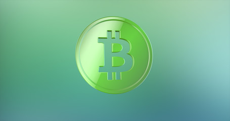 Coin Bitcoin Color 3d Icon on gradient background