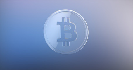 Coin Bitcoin Glass 3d Icon on gradient background