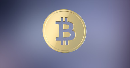Coin Bitcoin Gold 3d Icon on gradient background