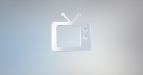 Television TV White 3d Icon on gradient background