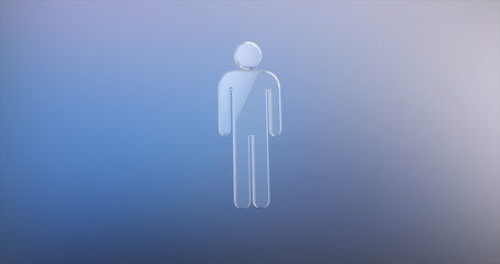 Man Glass 3d Icon on gradient background