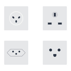 Electric outlet illustration on white background. Energy socket electrical outlet plug appliance interior icon. Wire cable cord connection electrical outlet plug