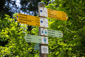 Wegweiser am Wentallehrpfad, Naturwelt Meteorkrater, Steinheim am Albuch