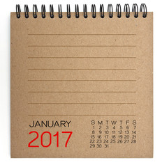 2017 Calendar on brown Texture Paper