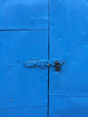 Blue metal door