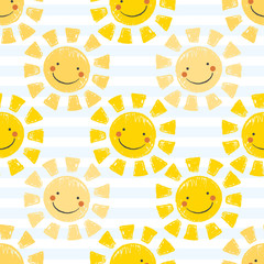 Cute Baby Sunshine Seamless Repeat Pattern - 121505944