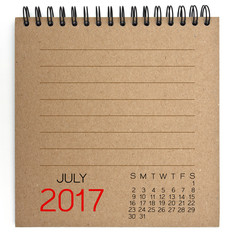 2017 Calendar on brown Texture Paper