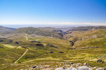 Panorama shot of Swartberg Pass road - Little Karoo area near Oudtshoorn, Western Cape Province,...