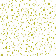 Olive and olive leaves pattern. Vector illustration