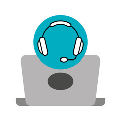 laptop computer with communication icon vector illustration design