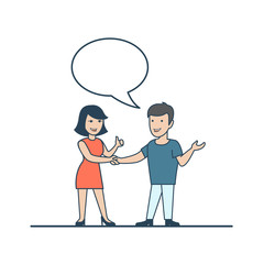 Linear Flat peopleshake hand and chat deal vector